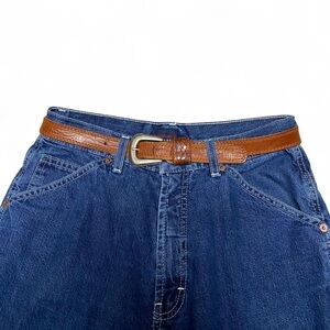 Vintage dark beige western style thin leather belt